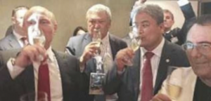 Hunter’s ties that bind: Chinese business partner of president’s son is pictured raising a glass with Vladimir Putin in 2017 – as texts reveal he was given the green light by President Xi Jinping – ‘#1’ – to cement oil deal with the Bidens.
