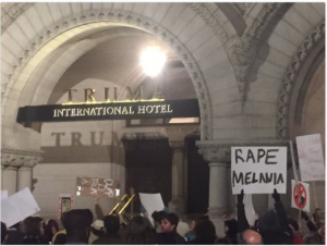 EVIL: Hillary Supporter Holds ‘Rape Melania’ Sign at DC Protest in Front of Trump Hotel…