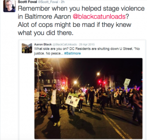 More Scott Foval Twitter: Aaron Black of Democracy Partners Staged Violence In Baltimore…