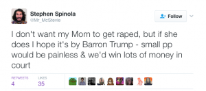 The Left Unravels:  Comedy Central contributor, Stephen Spinola, mocks Barron Trump…