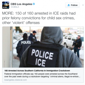 150 of 160 arrested in ICE raids had prior felony convictions for child sex crimes, other ‘violent’ offenses…
