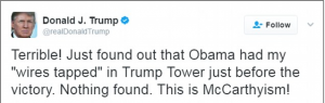 Donald Trump accuses ‘sick’ Barack Obama of ‘Nixon/Watergate’ scandal for wire-tapping his phones at Trump Tower before the election…