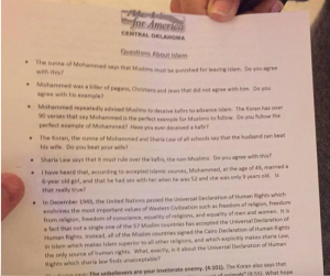 Oklahoma lawmaker gives questionnaire to Muslims, Hamas-linked CAIR enraged…