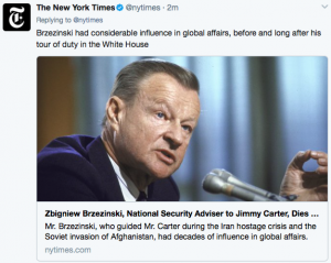 IN HELL WITH SATAN: Zbigniew Brzezinski Dead…
