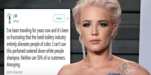 Singer Halsey is upset hotels are not providing shampoo for people of color.
