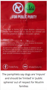 Muslims post signs on doors demanding locals keep their dogs INSIDE their houses because they are impure and offend their religious sensibilities…