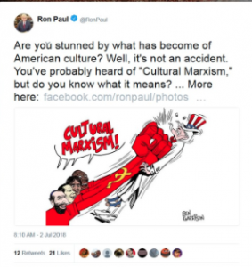 Ron Paul tweets cartoon exposing Marxism, faces backlash…