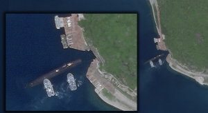 Satellite images capture single Chinese nuclear submarine entering ‘Bond lair’ cave complex – but all other berths are empty sparking fears the subs are all shadowing the US fleet.