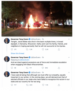 Democrat Gov. of Wisconsin & former WI Superintendent of Public Instruction, Tony Evers, tweets to incite riots in his state.