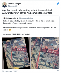 Photos of China’s new aircraft carrier are leaking. (China is much more advanced … these leaks are propaganda for simple folks)